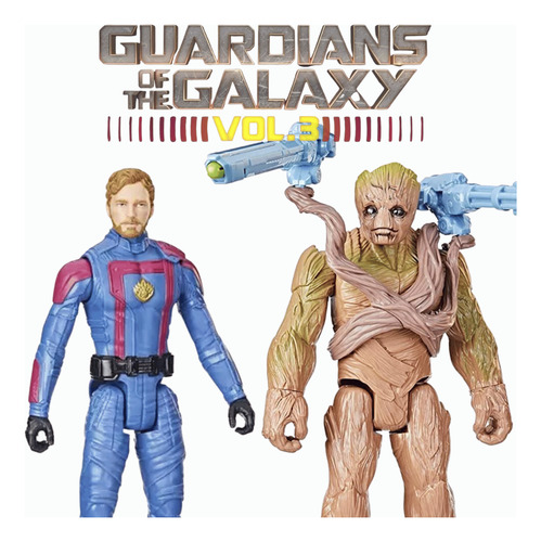 Boneco Star Lord E Groot 30cm Guardiões Da Galáxia 3 Marvel